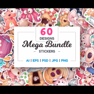 60 Cartoon Stickers Bundle