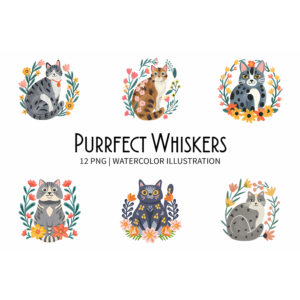 Purrfect Whiskers Cat Clipart